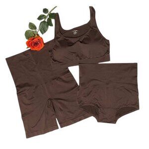 Yummie Bra, Girl Shorts and High Waist Mid Thigh Shaper 3 Pc Set L/XL (697)